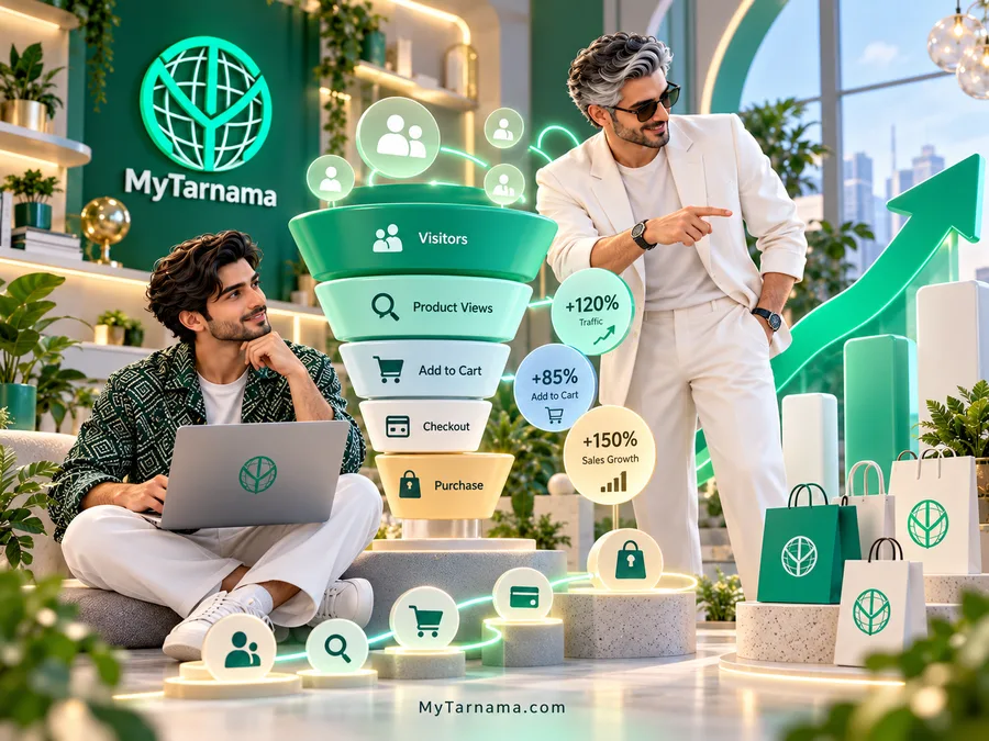 داشبورد پایش نرخ تبدیل فروشگاه اینترنتی و قیف فروش